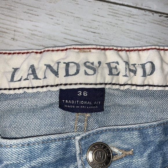 Lands' End Traditional Fit Straight Jeans Mens 36x29 Medium Blue Denim - Picture 3 of 8